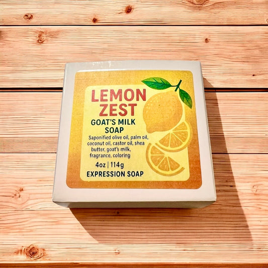 Lemon Zest Goat’s Milk Soap – All Natural, Handmade, 4oz Bar by Expression Soap